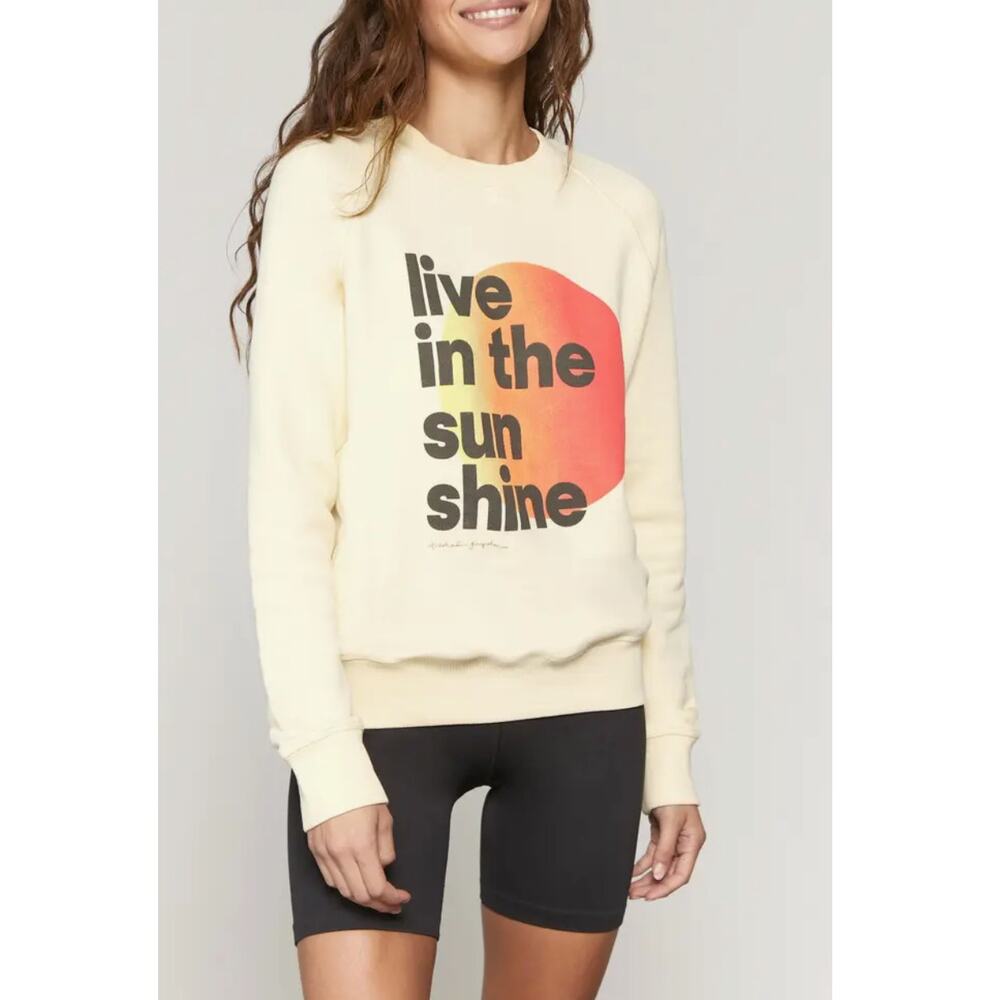 Spiritual Gangster Sunshine Old School Crewneck Sweatshirt Yellow Womens Small